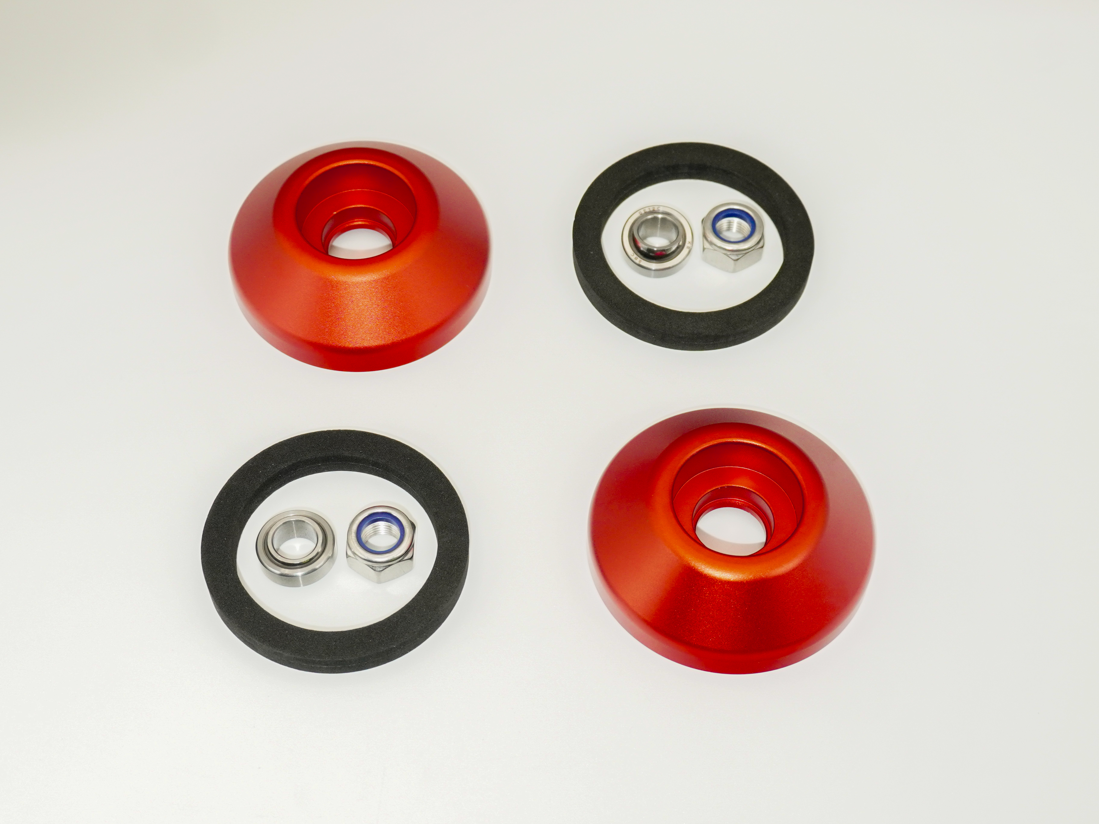FIAT 500 Strut Top Mount Assembly Kit - Upgraded Replacement - Red Anodized - V3